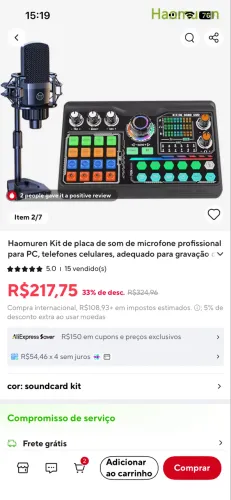 Haomuren Kit de placa de som de microfone profissional para PC