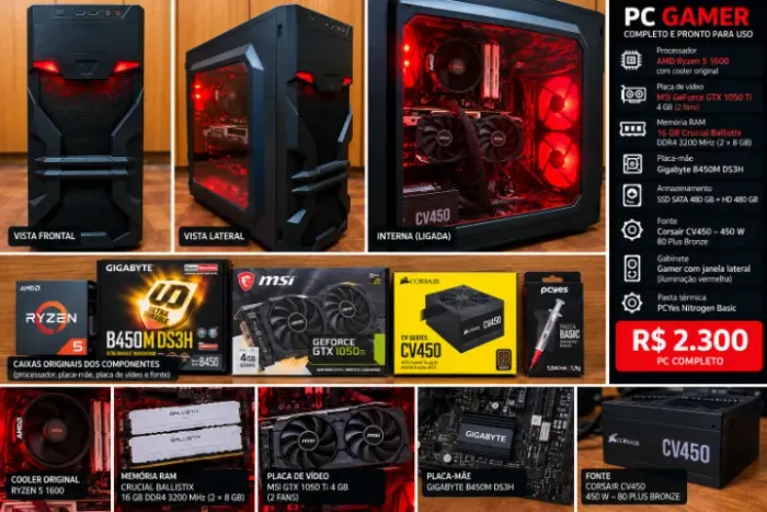 PC Gamer ? Ryzen 5 1600 + GTX 1050 Ti + 16 GB RAM