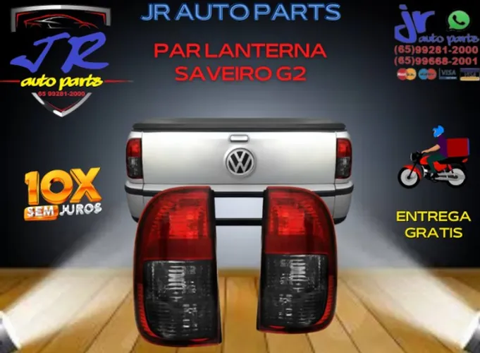 Par Lanterna Traseira Saveiro G2 98 99 00 G3 00 01 02 03 04 05 Bicolor Fumê