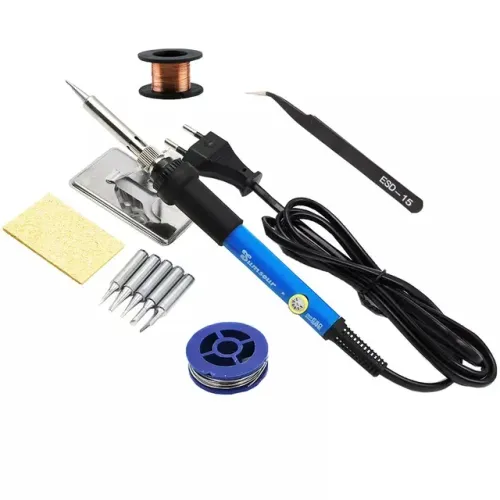 Kit Ferro de solda 220v com Temperatura Ajustável + 10 Assessórios