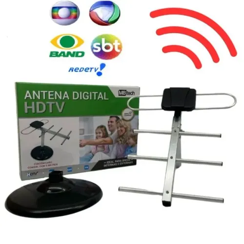 Antena Sinal Digital Interna Externa Para Tv Com Cabo 5m