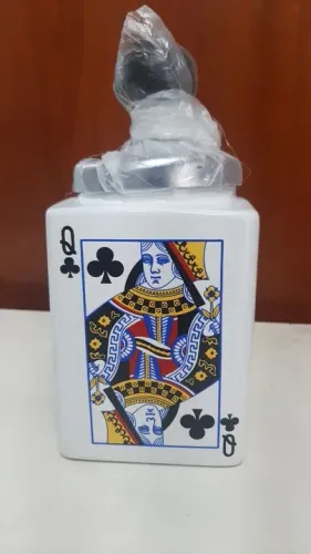 Cinzeiro Cerâmica Carta de Baralho Tampa Giratória
