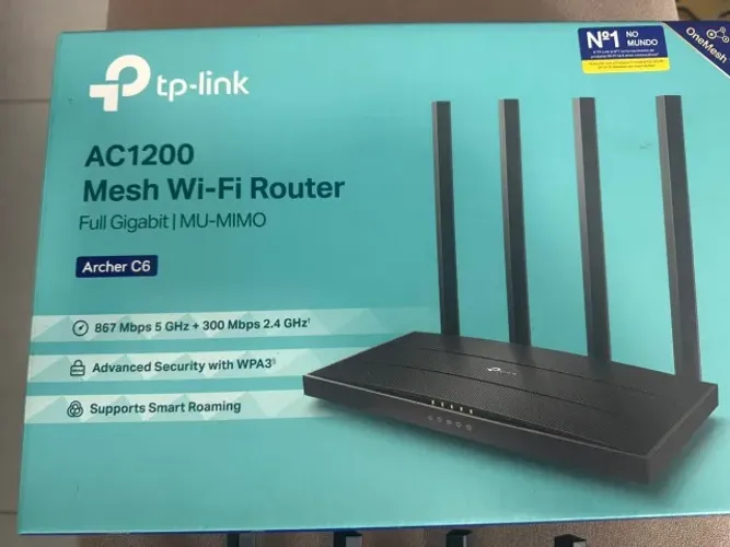 Roteador Tp-link Wireless Ac1200 4 Antenas Gibabit Archer C6 Cor Preto