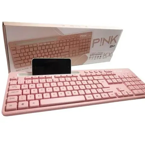 PROMOÇÃO - Teclado Rosa Português Suporte P/ Celular MBtech - Fazemos Entrega