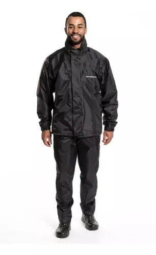 Capa De Chuva Masculina Pantaneiro 1200 Nylon Preta Luxo Forro Gola Motociclista
