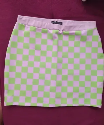 Saia estampada a quadros verde-rosa Blue Steel