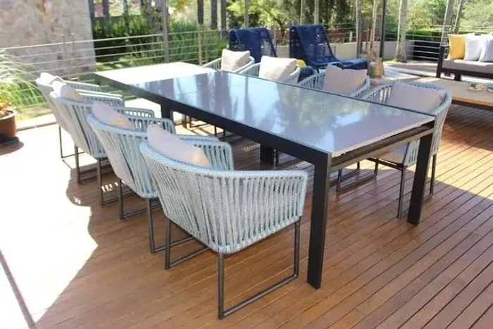 jogo mesa aluminio e corda nautica