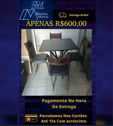 GRANDE PROMOÇÃO MESA 04 CADEIRAS ENTREGA GRÁTIS ACEITA CARTÃO.