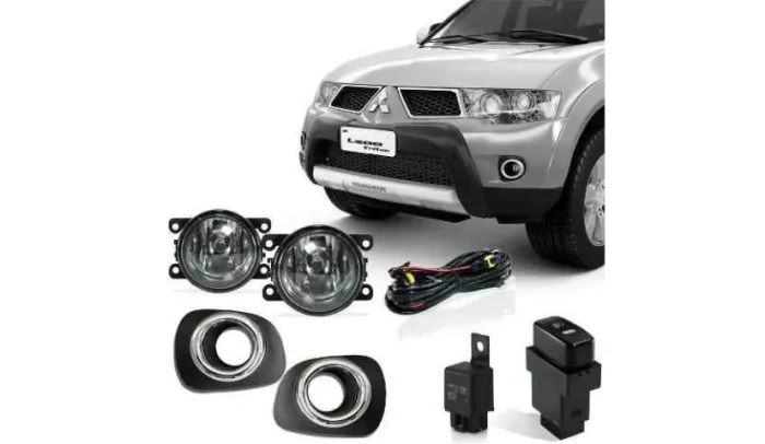 Kit Farol de Milha Neblina Auxiliar para a L200 Triton HPE 2011 - 2013 com Botão Original