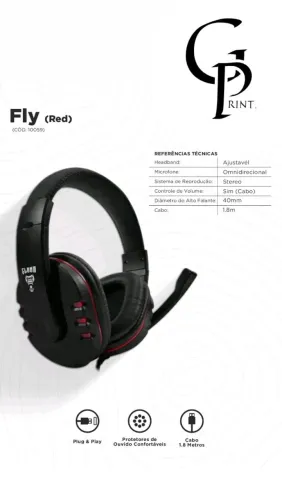 Headset Gamer Fly (Red) - Novo Promoção!