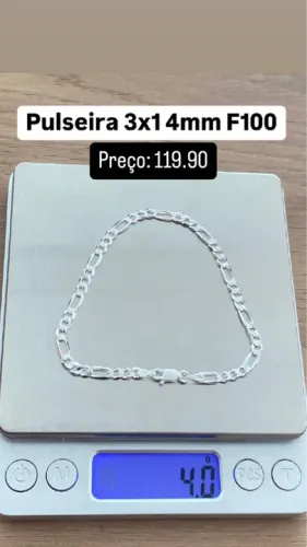Pulseira 3x1 4mm F100 - Prata 925