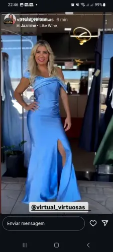 Vestido Longo Azul Elegante com Fenda