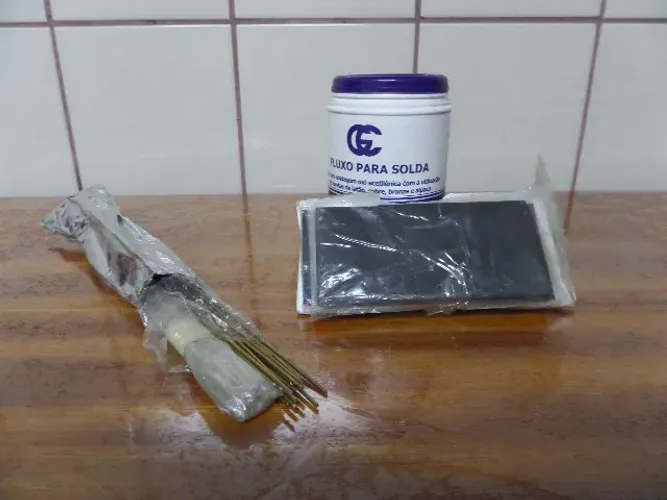 solda latão+ fluxo+ lentes solda  