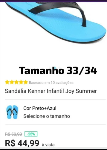 Original Sandália Kenner Infantil Joy Summer 33/34