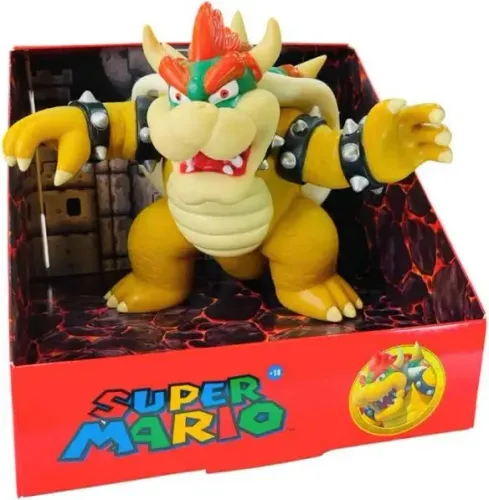 Boneco Bowser Koopa Mario Bros Articulável 20cm Action Figure Grande Colecionável de Vinil
