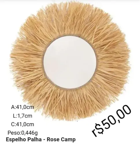 Espelho Palha - Rose Camp