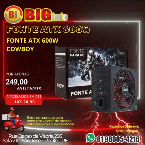 Fonte De Alimentação Knup Cowboy Kp-535 Preto 600w