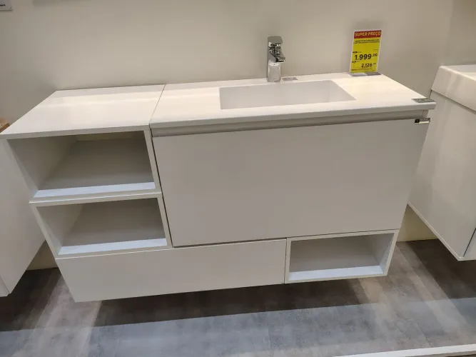 gabinete para banheiro com cuba de pedra branca  Venturi 120x45 