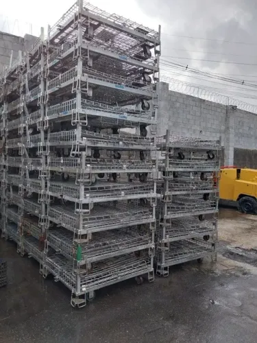 10 CESTOS ARAMADOS GALVANIZADOS REFORÇADOS, MEDIDAS 1 X 1,20 X 0,70 (DESMONTAVEIS)