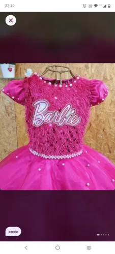 Vestido de festa de aniversário Barbie luxo tamanho 6