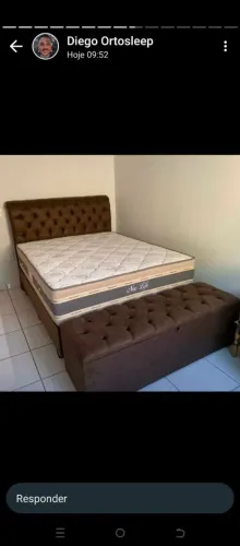 Cama casal completa com ricanier cabeceira e colchão confortável