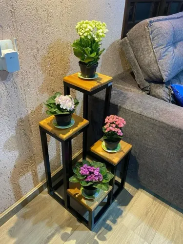 Móveis industriais para sala | Suporte para plantas e nichos de prateleiras