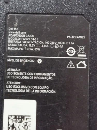Fonte Carregador Dell FA065LS1-01 65W Usada