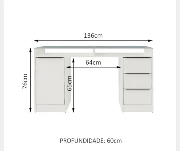 Escrivaninha 1 Porta e 3 Gavetas Madesa Chicago