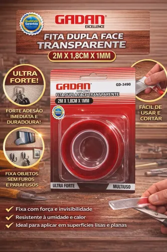 Fita dupla face transparente 2 mt