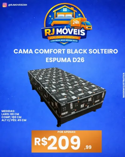 Cama Box Solteiro Black D26 - R$ 210,00