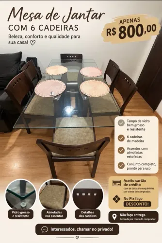 MESA COM TAMPO DE VIDRO