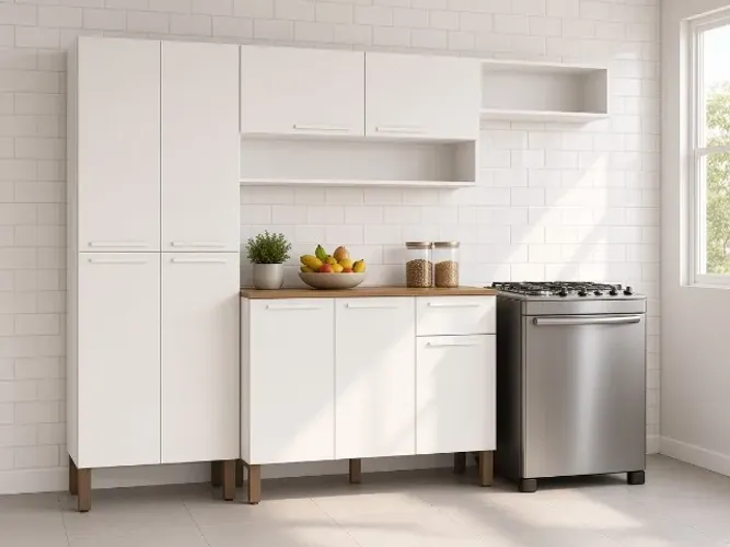 Cozinha Compacta Madri 9P 1G 2,29m Branco (NOVO A PRONTA ENTREGA)