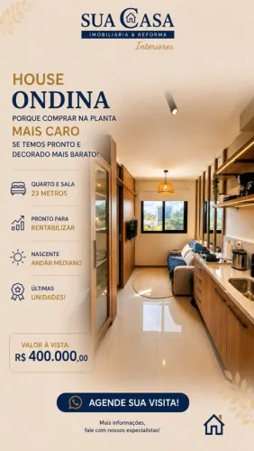 House ondina pronto quarto e sala, não é studio, porque comprar na planta se tem pronto.