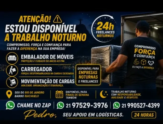 Estou disponível a trabalho noturno