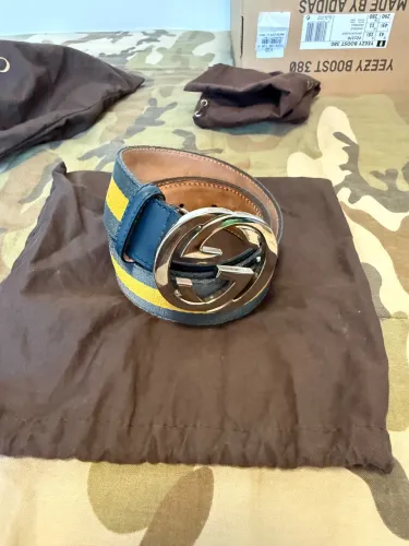 Cinto Gucci GG Azul e Amarelo Original
