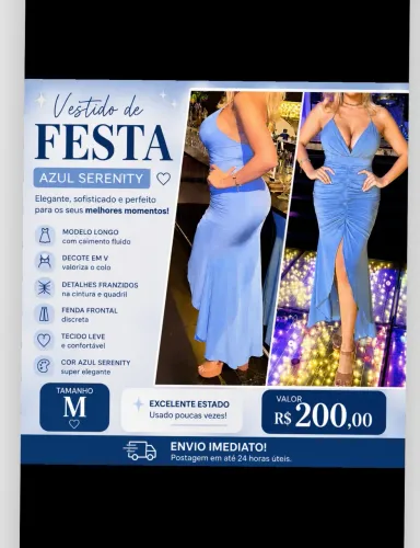 Vestido de Festa Azul Serenity Longo - Tamanho M