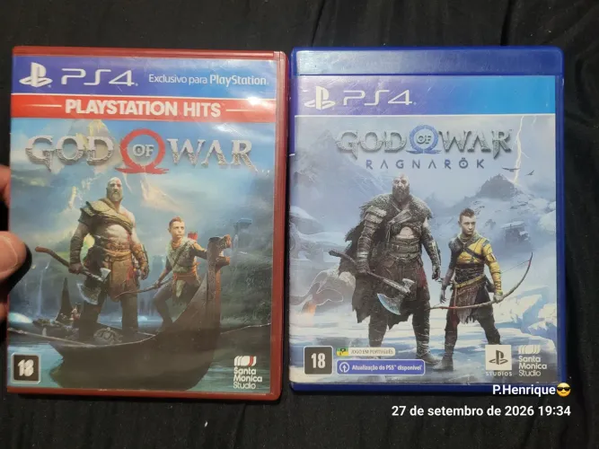 Vendo 2 jogos God of war 4 e Ragnarok