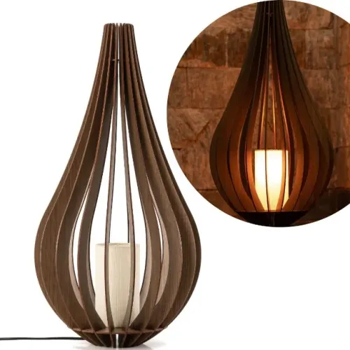 Abajur De Chão Adhara 60 Cm Madeira MDF Rústico Para Sala