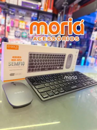 Kit Teclado e Mouse Bluetooth Sem Fio Cor Preto Grafite