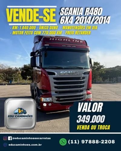 SCANIA R480 HIGHLINE 6x4 Ano: 2014/2014