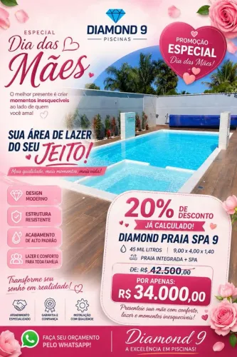 Piscina de 9 metros completa na promoção