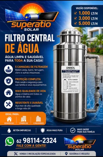 Filtro Central de Água Inox - 1.000 / 3.000 / 5.000 L/h