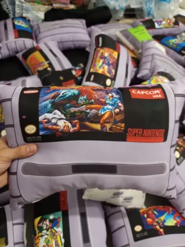 Almofada Street Fighter - NerdDog Store - Ken Ryu Akuma Bison Chun Hadouken Snes Cartucho