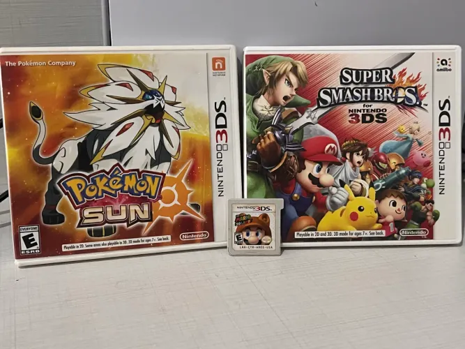 [LOTE 3DS] Pokémon Sun + Super Smash Bros + Mario 3D Land Originais