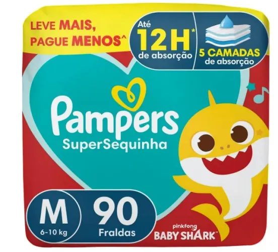 Fralda Pampers Supersequinha Tamanho M 90 Unidades