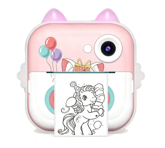 Câmera infantil impressão instantânea orelhas de gato
