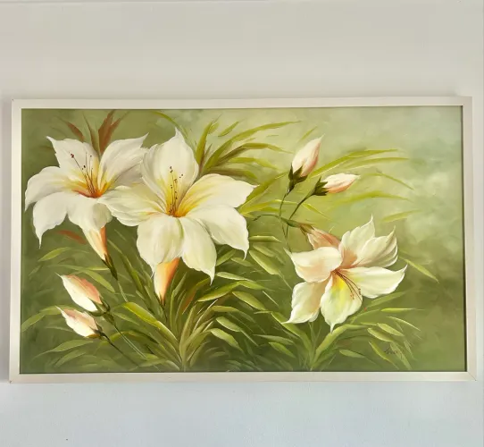 Óleo sobre tela: Lírios | artista Tarcísio Farias 2004