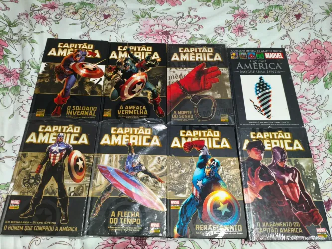 Lote 8 Hqs Capitão América Marvel Deluxe Ed Brubaker