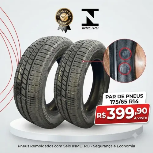 Par de Pneu Remold 175/65 R14 Borracha vipal Premium