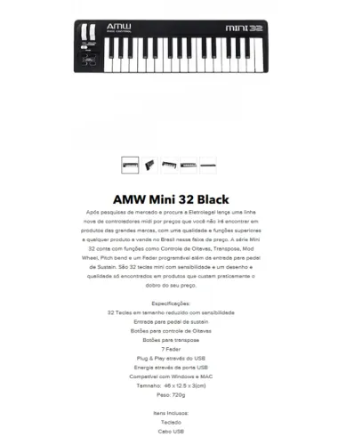 TECLADO MIDI AMW MINI 32